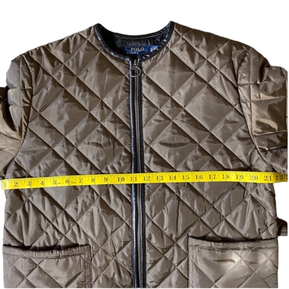 NWT Polo Ralph Lauren Belted Quilted Jacket Leather Trim - Picture 10 of 16